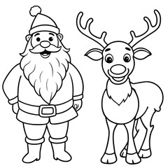 Santa Claus and Reindeer Adventures Coloring Pages: Holiday Fun for Kids