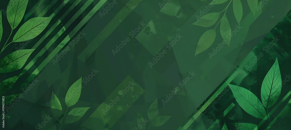 Poster green glowing abstract background showcasing dynamic geometric shapes with subtle light effects