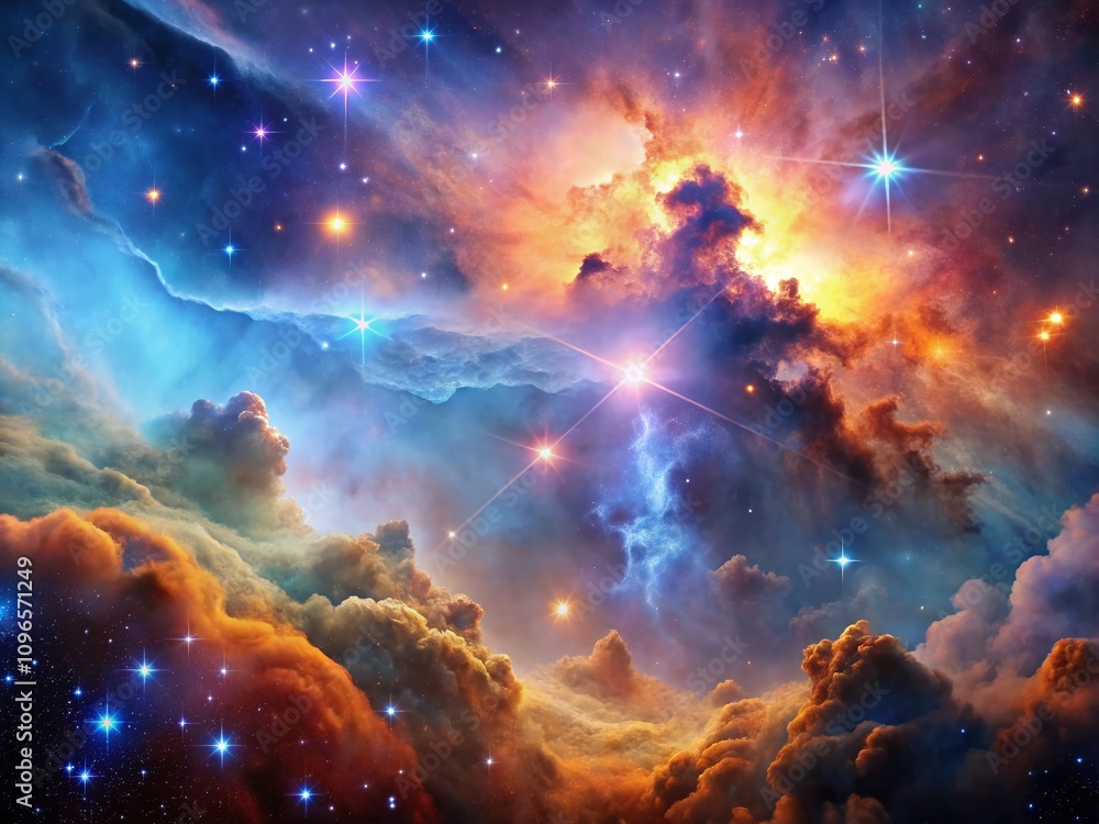 Aufkleber captivating nebulae: a vibrant display of interstellar gas clouds and exploding stars in the depths 