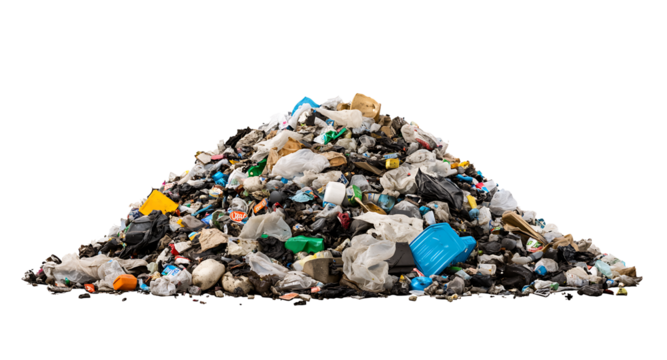 
Pile of garbage, trash Highlighting environmental challenges, this image depicts a pile of mixed waste on transparent background [PNG]