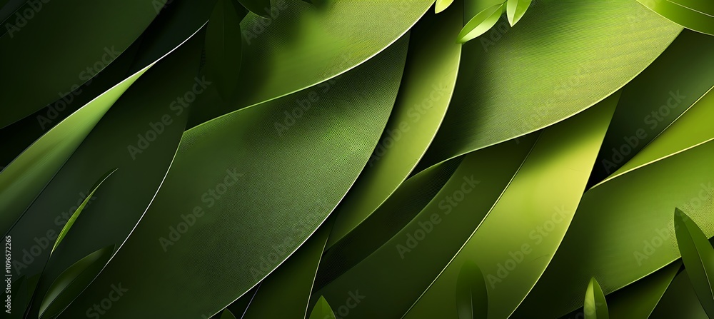 Poster vibrant green glow with mesmerizing abstract geometric patterns and shapes illuminating the backgrou