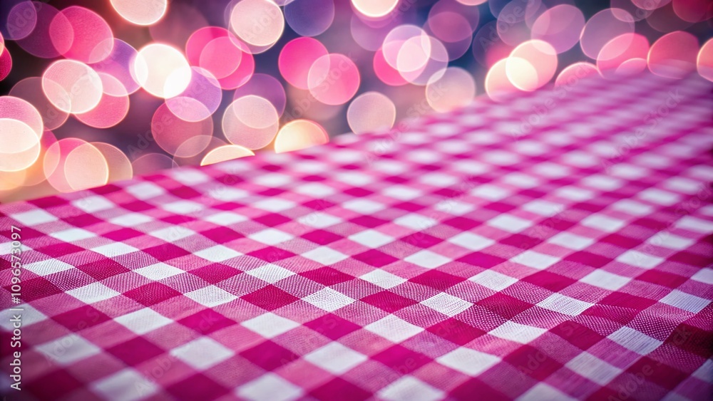 Aufkleber captivating pink checkered geometric pattern with bokeh effect for vibrant backgrounds and textures 