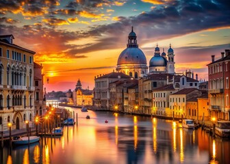 Fototapeta premium Captivating Portrait of Dogenpalast in Venice: A Stunning Architectural Marvel Surrounded by Serene Canals and Rich History, Perfect for Travel and Culture Enthusiasts