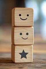 Wooden Blocks with Faces and Star