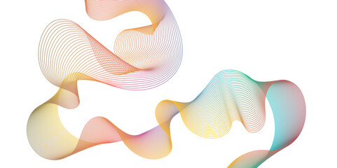 Abstract multicolor gradient wave lines vector background, twisted curve lines and blend effect, frequency sound wave lines, 3d contour line patterned background illustration.	