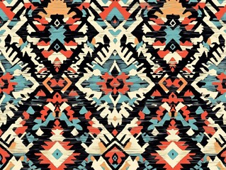 Unique Modern Bohemian Pattern in Vibrant Colors with Geometric and Abstract Designs for Artistic and Creative Projects
