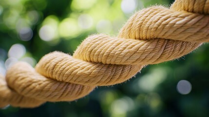 Fototapeta premium A rope is twisted and knotted, with a green background