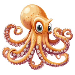 funny Squid, kids illustrations , cartoonish , white background