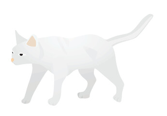 White cat side view. vector