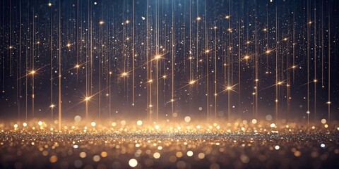 Golden Light Streaks and Sparkling Glitter Create a Festive and Elegant Background