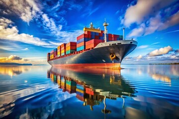 Naklejka premium Cargo Ship Transportation: Freighter Isolated on White Background, Ideal for Maritime Industry, Shipping Logistics, and Freight Solutions Visuals