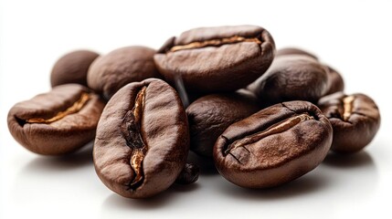 Obraz premium Roasted Coffee Beans Closeup Aromatic Brown Caffeine Energy Drink