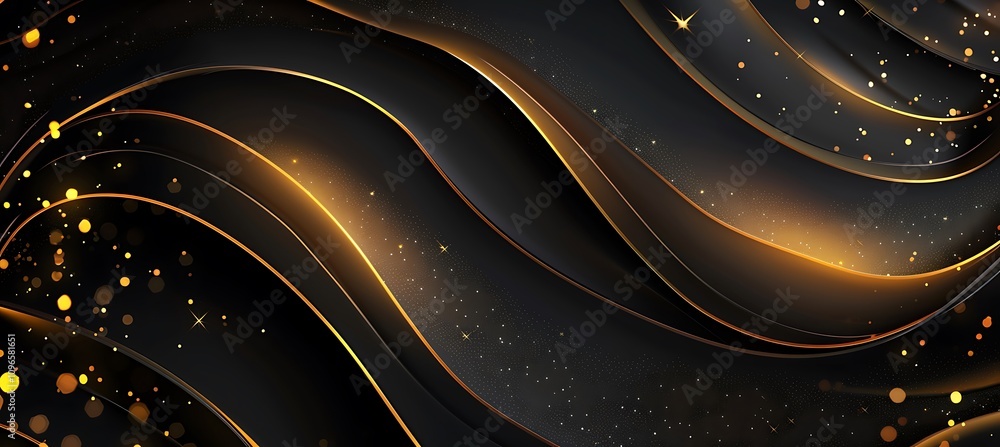 Poster geometric abstract black and gold pattern with layered diagonal lines creating a luxurious backdrop.