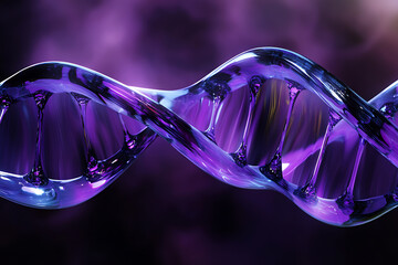 Purple double helix representing the structure of DNA under a swirling backdrop