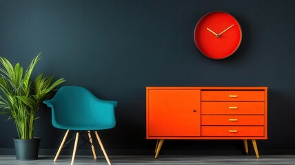Eclectic mix of vintage furniture in a modern loft apartment, highlighting the harmony between old and new trends