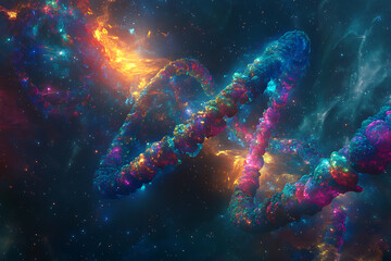 Fototapeta premium Cosmic spiral of vibrant colors and gas clouds swirling in deep space