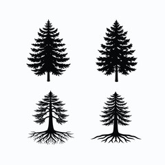 pine tree bundle silhouette vector