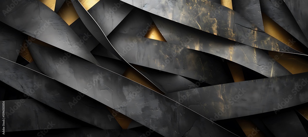 Poster stylish black and gold design with diagonal overlapping lines forming a modern abstract geometric lo