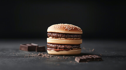 Gourmet Burger with Dubai Chocolate Innovative Fast Food Concept