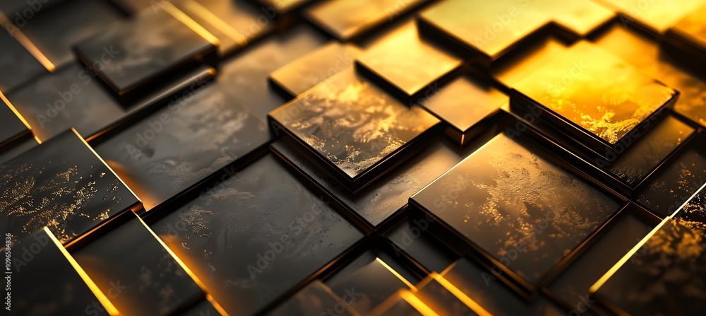 Poster overlapping diagonal lines in black and gold creating a sophisticated abstract geometric backdrop.