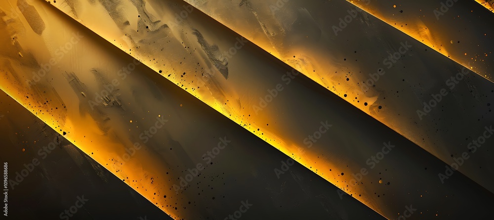 Poster abstract black and gold design featuring overlapping diagonal lines with a sleek and modern geometri