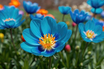 Deep Blue Flower Petal Closeup with Natural Background