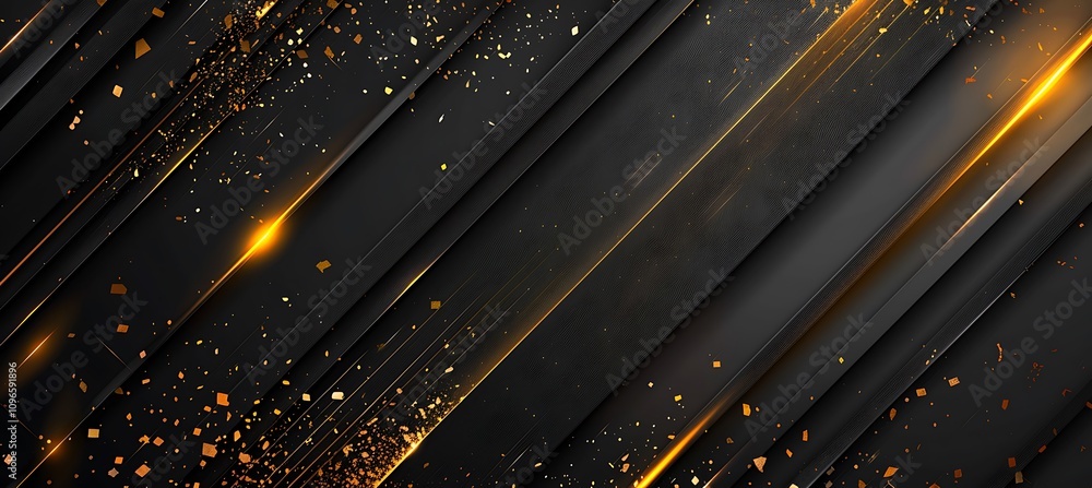 Poster modern geometric pattern with diagonal black and gold lines overlapping for an elegant abstract effe