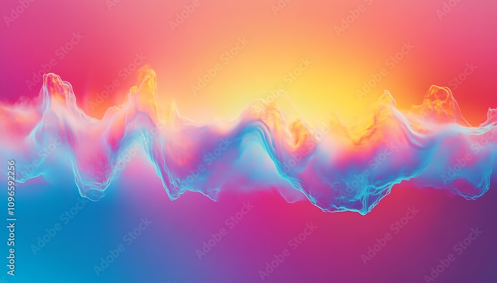 Poster abstract wave-like structure with vibrant colors representing energy and movement.