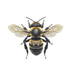 bee isolated on transparent background, top view