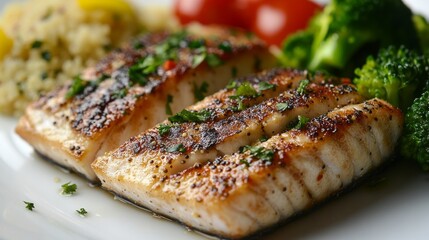 Pan Seared Fish with Roasted Vegetables and Couscous