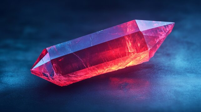 Glowing Fractured Red Gemstone Display