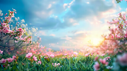 Obraz premium Spring Background: A fresh and vibrant spring-themed background, showcasing the beauty of the season.