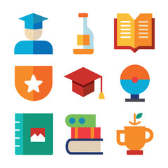 Modern collection set of educational symbols suitable for schools and online education