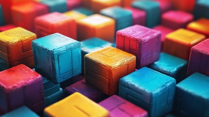 Colorful Cubes Abstract Geometric Pattern Design