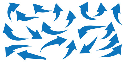 Black curved arrows icons set. Arrow sign in flat style. Wind movement image, process repeat symbol, rotation. Vector illustration.