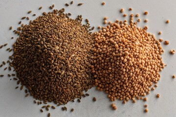 Coriander and Cumin Seeds Bold Flavors on a Subtle Background