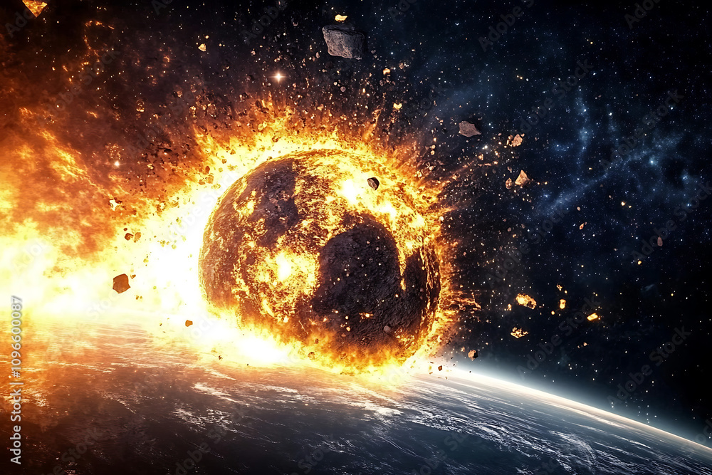 Wall mural a creative representation of the destructive force of a celestial fireball.