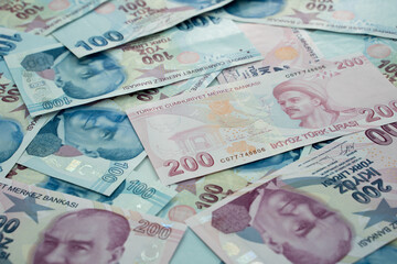 Turkish money top view trade representation