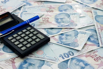 Turkish money top view trade representation