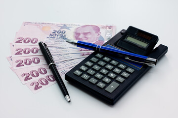 Turkish money top view trade representation