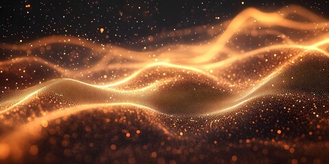 Fototapeta premium Golden abstract wave of light particles. Luxurious, elegant background.