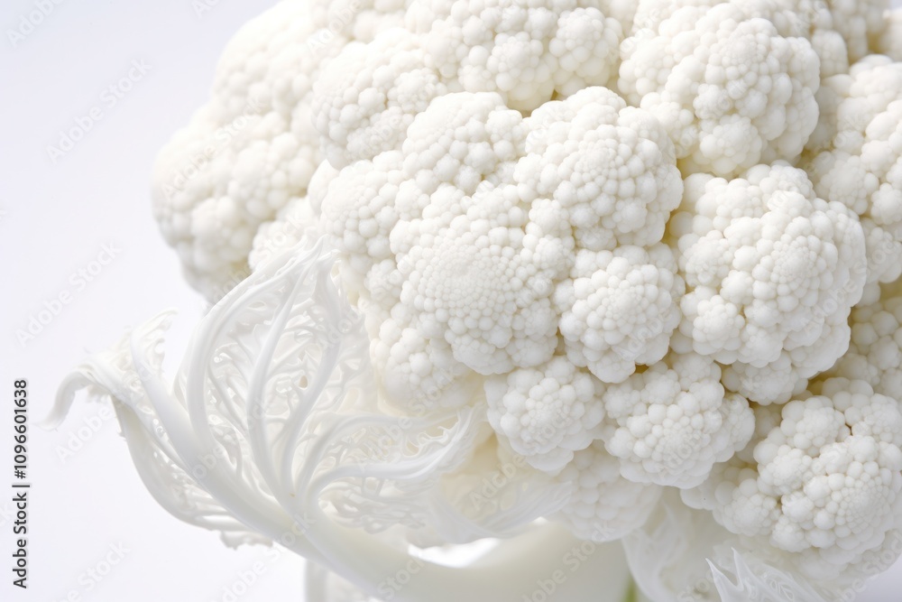 Aufkleber close-up of a single cauliflower head displaying its intricate, fractal-like structure and smooth su