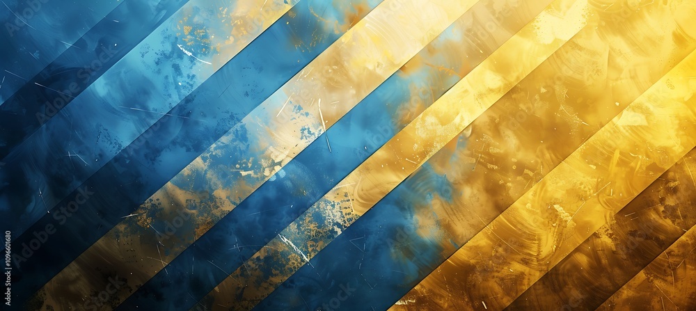 Poster minimalist blue and gold diagonal line pattern creating a stylish abstract geometric background