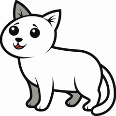 Obraz premium Cheerful White Cat Sitting Playfully with Happy Expression