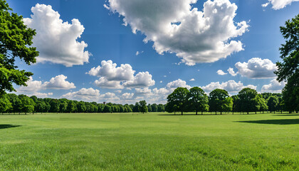 Fototapeta premium Paysage de Parc Verdoyant sous un Ciel Bleu