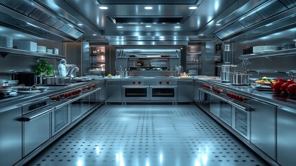 Fototapeta premium Stunning Commercial Kitchen Design: A Culinary Masterpiece