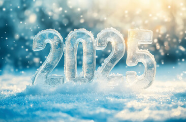 Frozen 2025 Ice Numbers in Snowy Landscape with Light