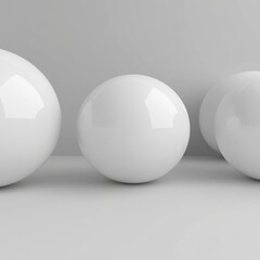 Three glossy white spheres on a light gray background.
