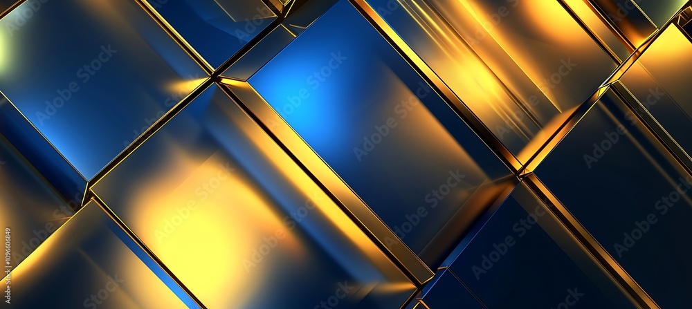Aufkleber abstract background with overlapping diagonal lines in blue and gold shades for a modern geometric d