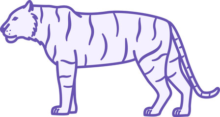 Tiger Color Icon. Vector Illustration. Predatory Mammal, Wild Cat. Animal Concept